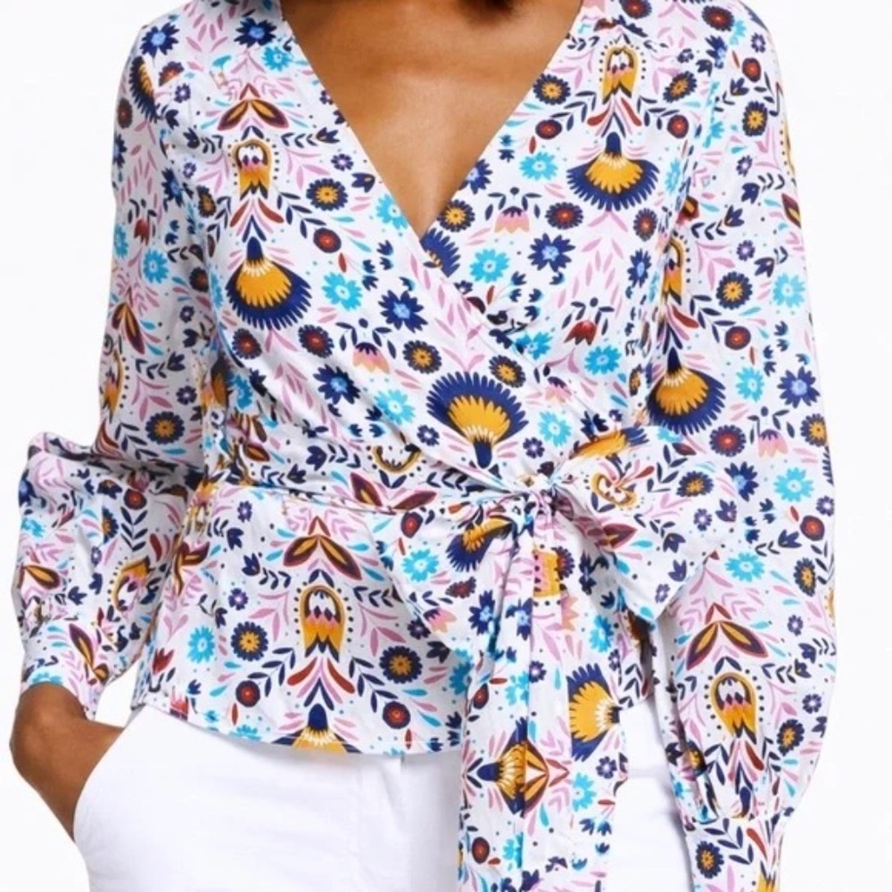 Boden Rosamund Floral Wrap Top Blouse